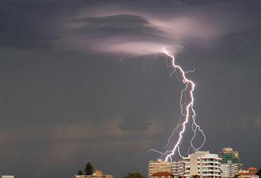 A fork lightning storm striking Manly, Sydney, on a late spring afternoon A fork lightning storm stricking Manly, Sydney, on a late spring afternoon